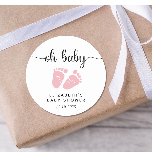 Adesivo Chá De Bebê De Pés Rosa (Criador carregado)