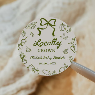 Adesivo Chá de Bebê Desenhado à Mão de Produtos Locais