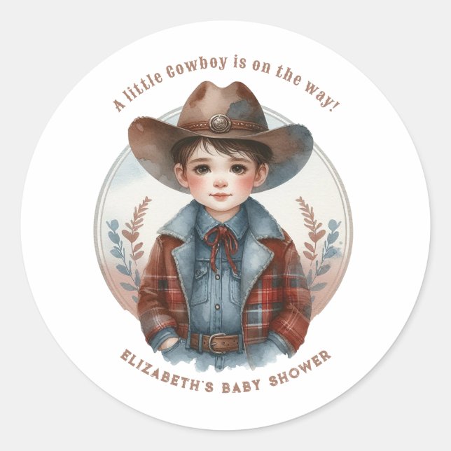 Adesivo Chá de Bebê do Cowboy do Oeste (Frente)