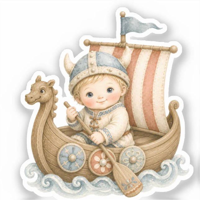 Adesivo Chá de Bebê do Doce Pequeno Viking (Frente)