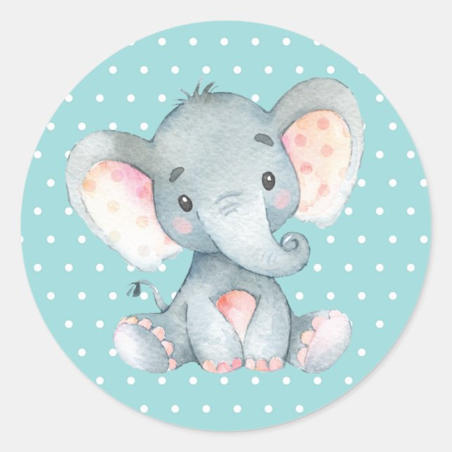 Adesivo Chá de Bebê do Elefante Aqua (Frente)