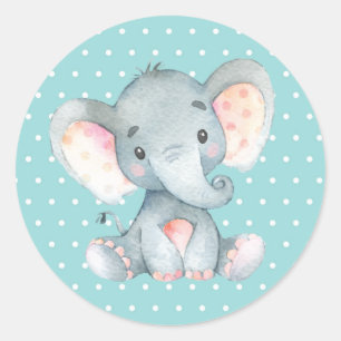 Adesivo Chá de Bebê do Elefante Aqua