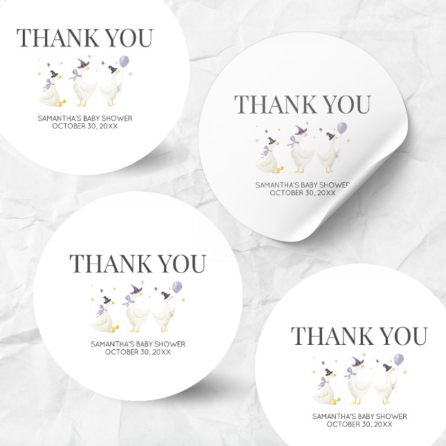 Adesivo Chá de Bebê do Ganso Bobo (Halloween Little Silly Goose Baby Shower Sticker)