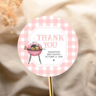 Adesivo Chá de Bebê do Hambúrguer Rosa BBQ