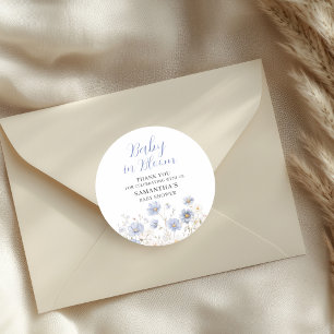 Adesivo Chá de Bebê do Menino Flor Silvestre Azul Bebê em 