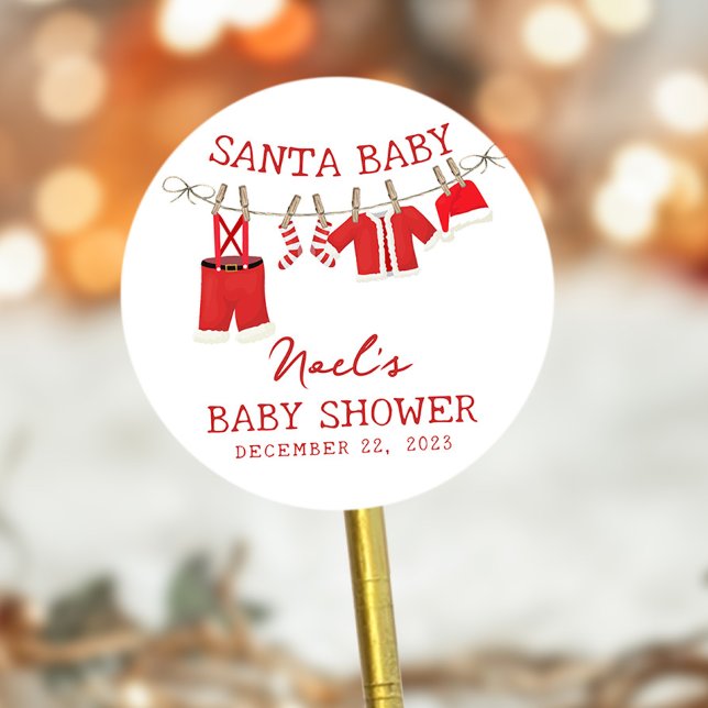 Adesivo Chá de Bebê do Papai Noel Natal (Criador carregado)