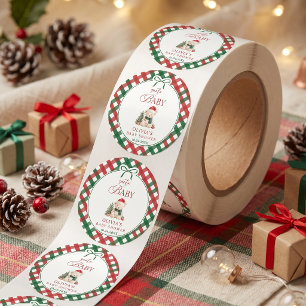 Adesivo Chá de Bebê do Papai Noel Ursinho