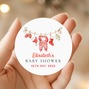 Adesivo Chá de Bebê do Papai Noel Vermelho