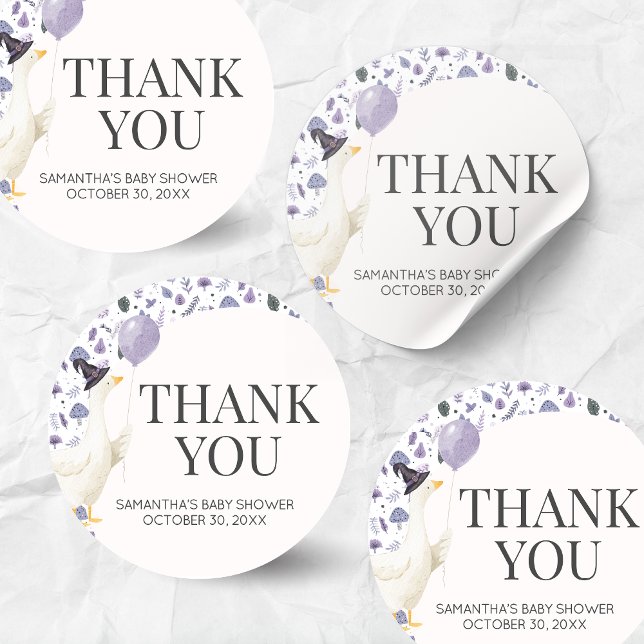 Adesivo Chá de Bebê do Pequeno Ganso Bobo (Silly Little Goose Halloween Baby Shower Round Sticker)