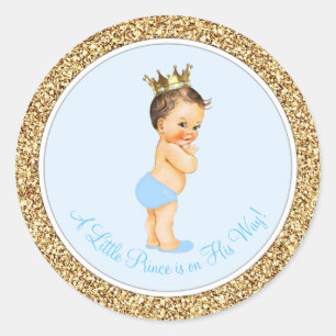 Adesivo Chá de Bebê do Príncipe Baby Blue Gold