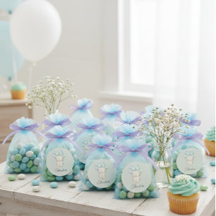 Adesivo Chá de Bebê do Ursinho com Aquarela Azul e Verde