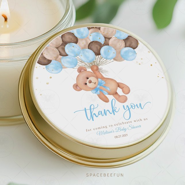 Adesivo Chá de Bebê do Ursinho Nós mal podemos esperar (Teddy Bear Baby Shower Sticker, We Can Barely Wait Thank You, Baby Shower Thank You Sticker, Teddy B)