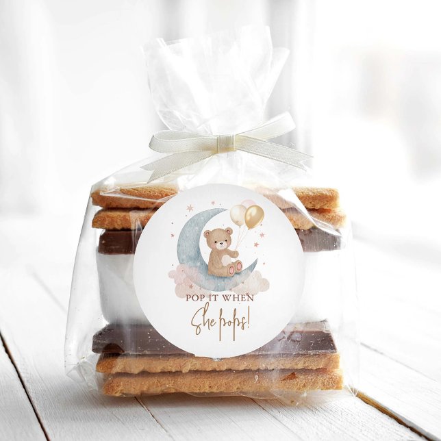 Adesivo Chá de Bebê do Urso de Pelúcia Pop It When She Pop (Criador carregado)