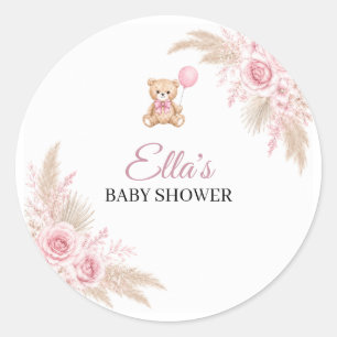 Adesivo Chá de Bebê do Urso de Pelúcia Rosa da Ella