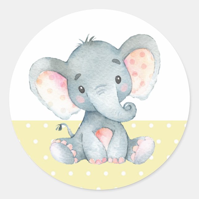 Adesivo Chá de Bebê Elefante Amarelo (Frente)