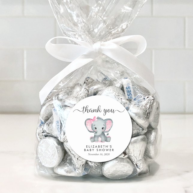 Adesivo Chá De Bebê Elefante Bonito Obrigado (Criador carregado)