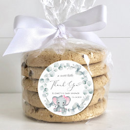 Adesivo Chá De Bebê Elefante Bonito Obrigado