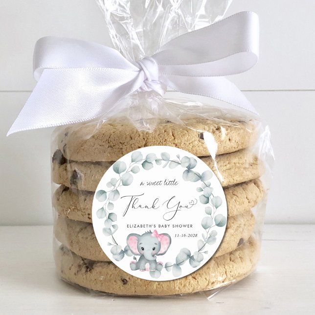 Adesivo Chá De Bebê Elefante Bonito Obrigado (Criador carregado)