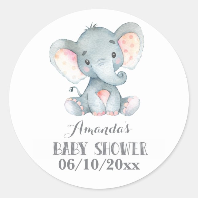 Adesivo Chá de Bebê Elefante Cinza (Frente)