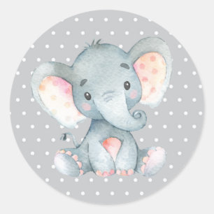 Adesivo Chá de Bebê Elefante Cinza