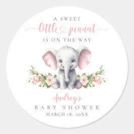 Adesivo Chá de Bebê Elefante Floral Cor-de-Rosa-Cor-de-Ros