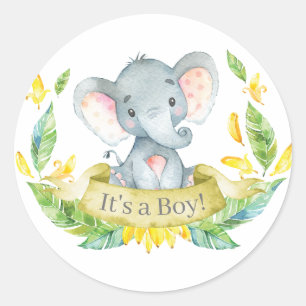 Adesivo Chá de Bebê Elefante Menino Amarelo