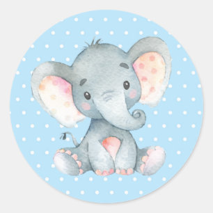 Adesivo Chá de Bebê Elefante Menino Azul
