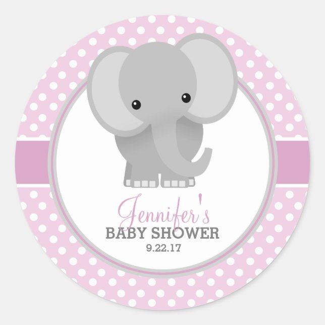 Adesivo Chá de Bebê Elefante (rosa) (Frente)