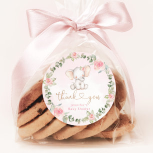 Adesivo Chá de bebê elefante rosa eucalipto menina