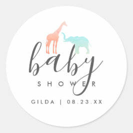 Adesivo Chá de Bebê Elegante Girafa Elefante