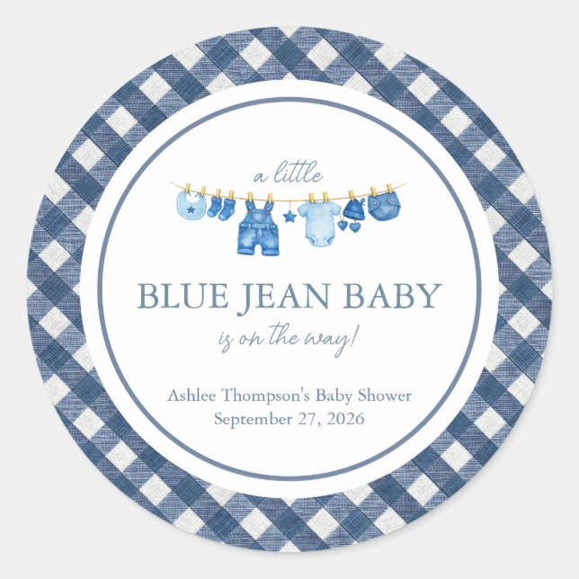Adesivo Chá de Bebê em Jeans Azul (Frente)
