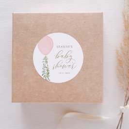 Adesivo Chá de Bebê Eucalipto Balão Rosa