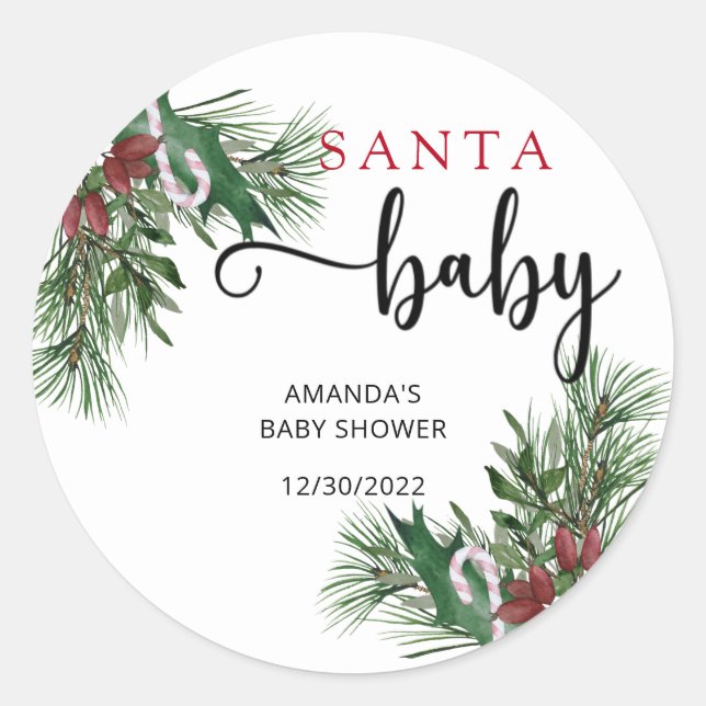 Adesivo Chá de bebê Evergreen Santa (Frente)
