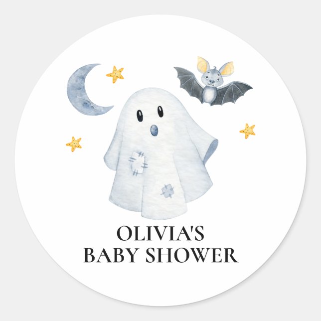 Adesivo Chá de Bebê Fantasminha do Halloween (Frente)
