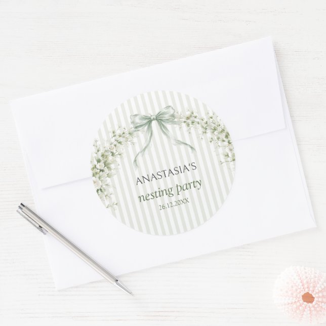 Adesivo Chá de Bebê Festa de Ninhada Verde Salvia (Envelope)