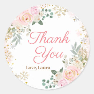 Adesivo Chá de Bebê Flor de Neve Floral Rosa de Inverno