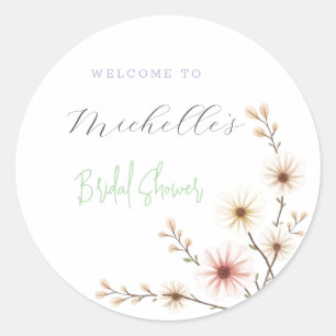 Adesivo Chá de Bebê Floral Aquarela Fofa