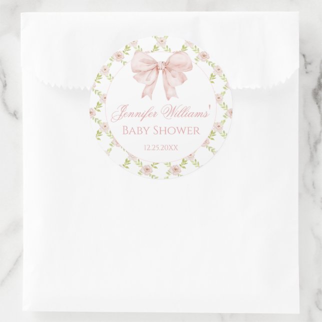 Adesivo Chá De Bebê Floral Arco Rosa chique (Bolsa)