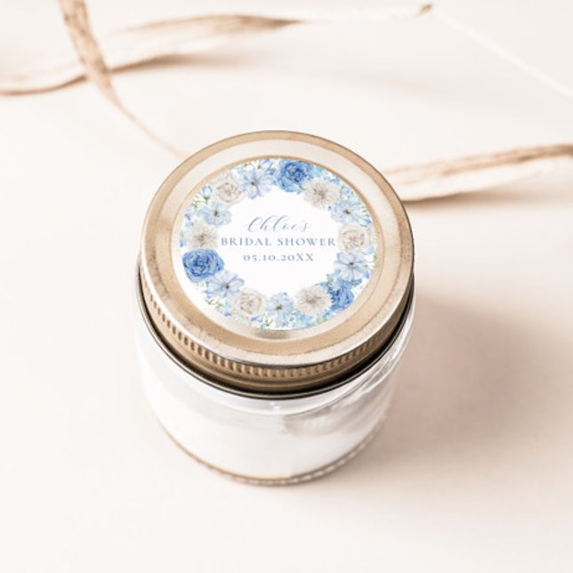 Adesivo Chá de Bebê Floral Azul Elegante (Criador carregado)