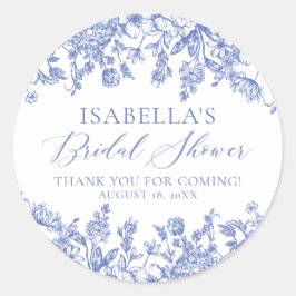 Adesivo Chá de Bebê Floral Azul Empoeirado Vintage Elegant