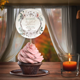 Adesivo Chá de Bebê Floral Boho Muted Outono