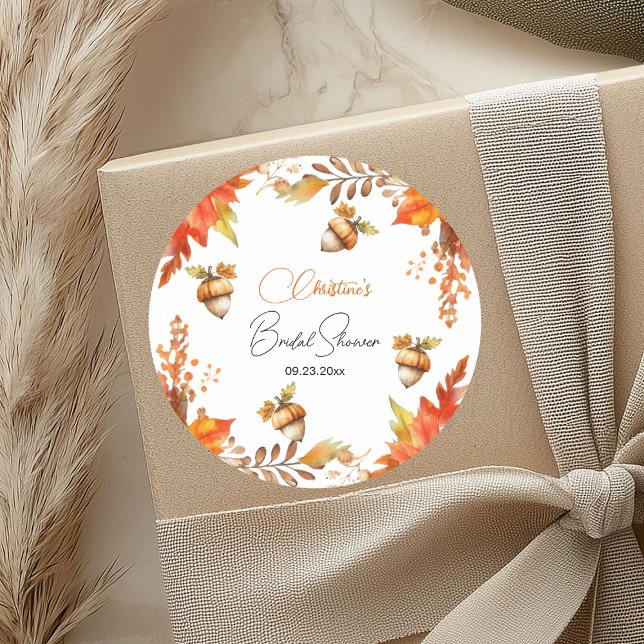 Adesivo Chá de Bebê Floral Boho Outono Elegante (Criador carregado)
