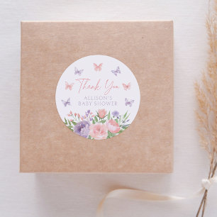Adesivo Chá de Bebê Floral Borboleta Pastel