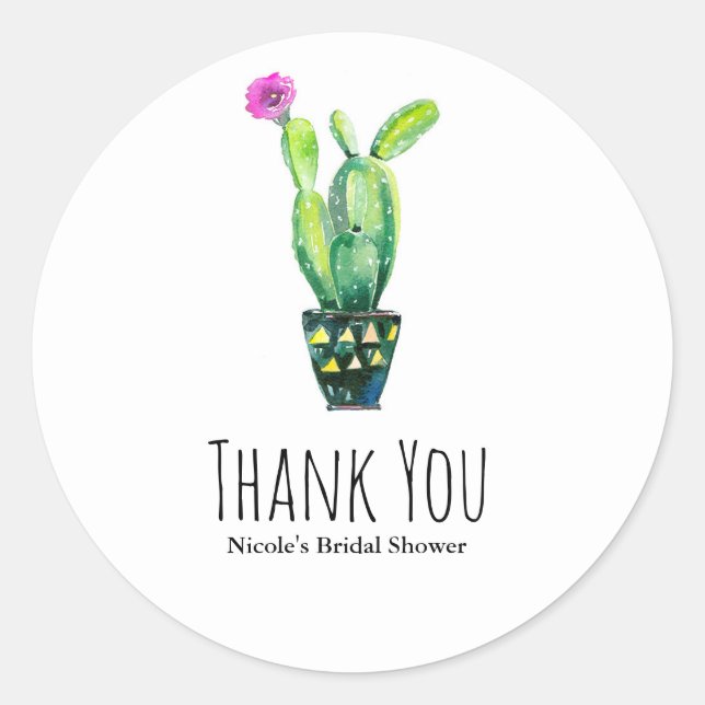 Adesivo Chá de Bebê Floral Cactos Rústico Sudoeste (Frente)