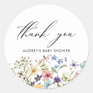 Adesivo Chá de Bebê Floral de Flores Silvestres Coloridas 