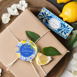 Adesivo Chá de Bebê Floral de Limão Mediterrâneo Elegante 