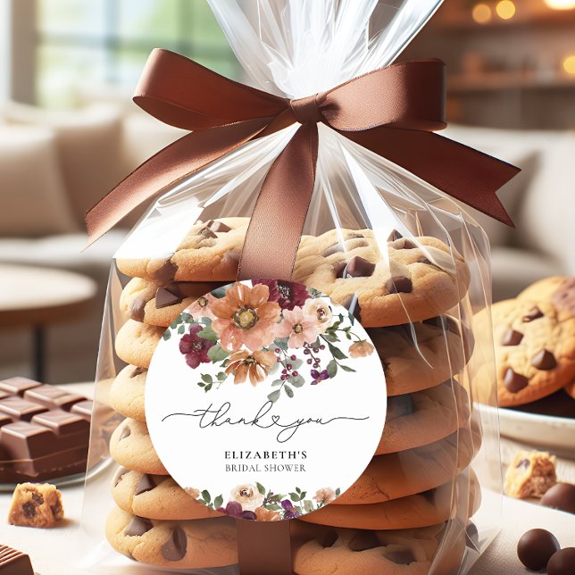 Adesivo Chá de Bebê Floral de Outono em Aquarela (Criador carregado)