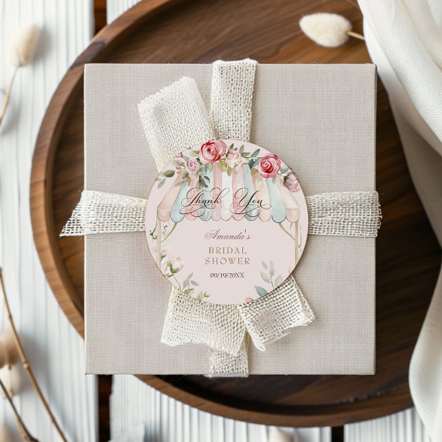 Adesivo Chá de Bebê Floral Elegante Aquarela (Criador carregado)