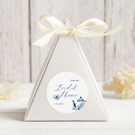 Adesivo Chá de Bebê Floral em Aquarela Azul Festa de Noiva