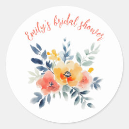 Adesivo Chá de Bebê Floral em Aquarela Personalizado